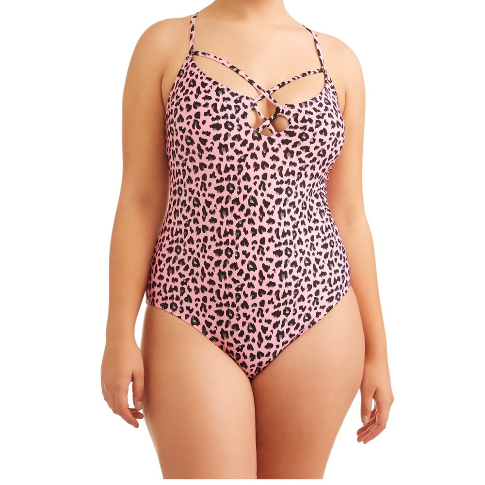 Leopard print one piece swimsuit